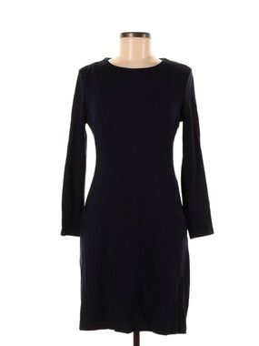 Talbots Navy Long-Sleeve Sheath Dress — Classic Crew Neck
